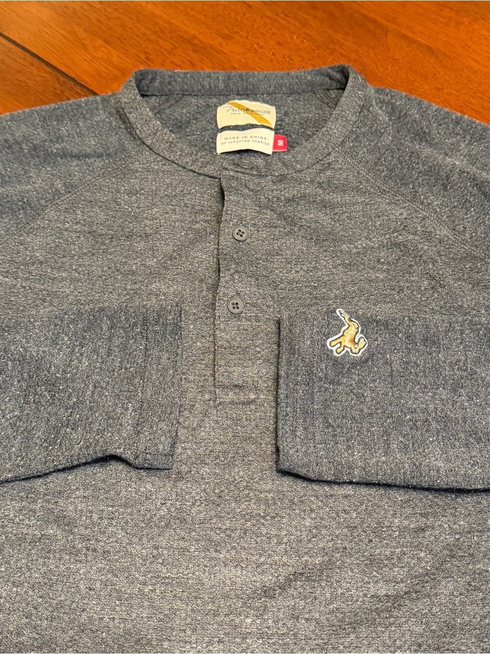 Tracksmith Henley Shirt Mens Medium Gray Wool Blend Long Sleeve Running Casual